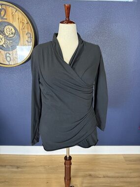 Neon Buddha Black Wrap Style Knit Top | Size Large (L)